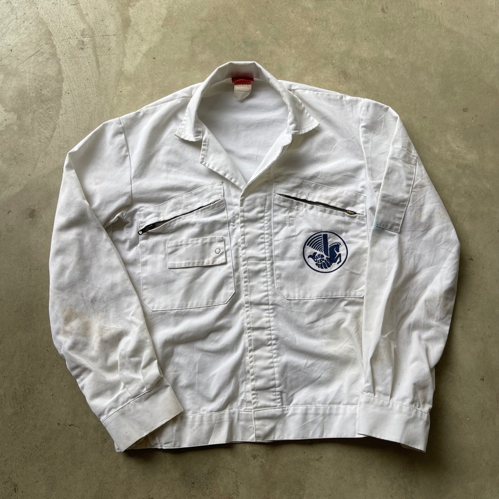Vintage Adolphe Lafont French Workwear Jacket White Pegasus Chore Coat Mens 40